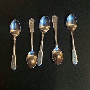 5 ROGERS BRENTWOOD STAINLESS TEASPOONS, FLATWARE